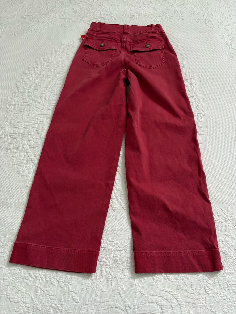NWT Spanx stretch twill cropped wide leg pants wild rose red size S